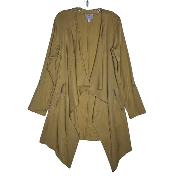 Eliane Rose Open Front Draped 100% Tencel Jacket Yellow Womens Medium - Picture 3 of 10